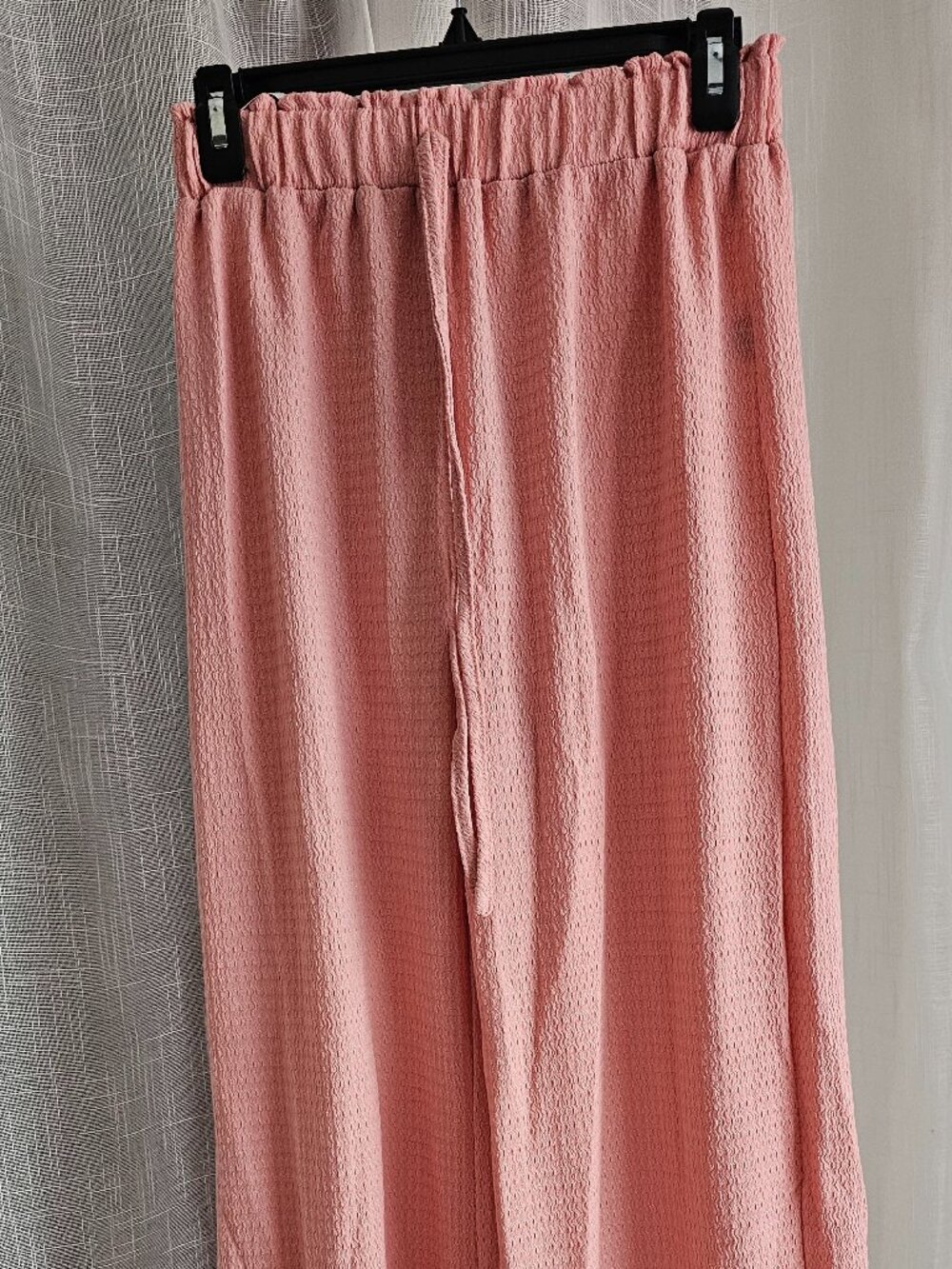 Women's  Casual Long Palazzo Pants Elastic High Waist Textured Wide Leg Loose L